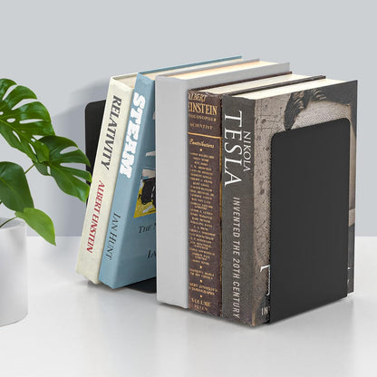 VFINE Bookends 3 Pairs, Black Metal Book Ends, Heavy Bookends for Shelves, Book Stopper for Heavy Books, Book Organizer for Home Office School Supplies