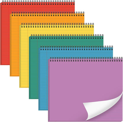 gisgfim 6 Packs 9.5" x 11" Landscape Note Pads College Ruled Notebooks Perforated Notepads 40 Sheets Punched Top Spiral Bound Notebooks 80GSM Lined Notepads for School,Office,Home (Vintage Color)