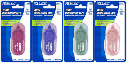 BAZIC Products Correction Tape 5 mm x 236", Mini Instant Corrections, Easy to Use Applicator Tapes Roller White Out for Office School & Home, 24-Pack