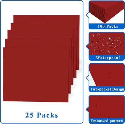 Zzrywuty 50 Packs Two Pocket File Folders with Business Card Slot,Textured Paper,Letter Size,Holds 100 Plus Sheets for School,Office,Business,Royal Blue