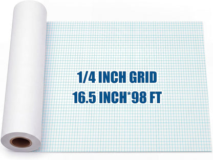 Jetec 1 Roll Large Grid Graph Paper Roll 1" Grid 16.5 Inch x 98ft Sewing Pattern Paper for Back to School Classroom Teaching Drafting Supplies Kids Students Gifts