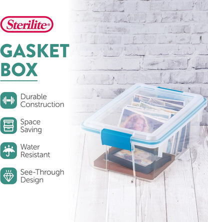 Sterilite 4-Pack Gasket Box, Weather-Resistant Storage Bins with Latching Lids, 32 Quart - Heavy-Duty Organizing Containers for Closet, Bathroom, and Office