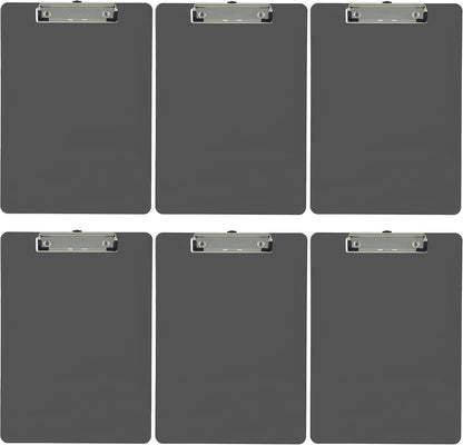 Trade Quest Plastic Clipboard Opaque Color Letter Size Low Profile Clip (Pack of 6) (Black)