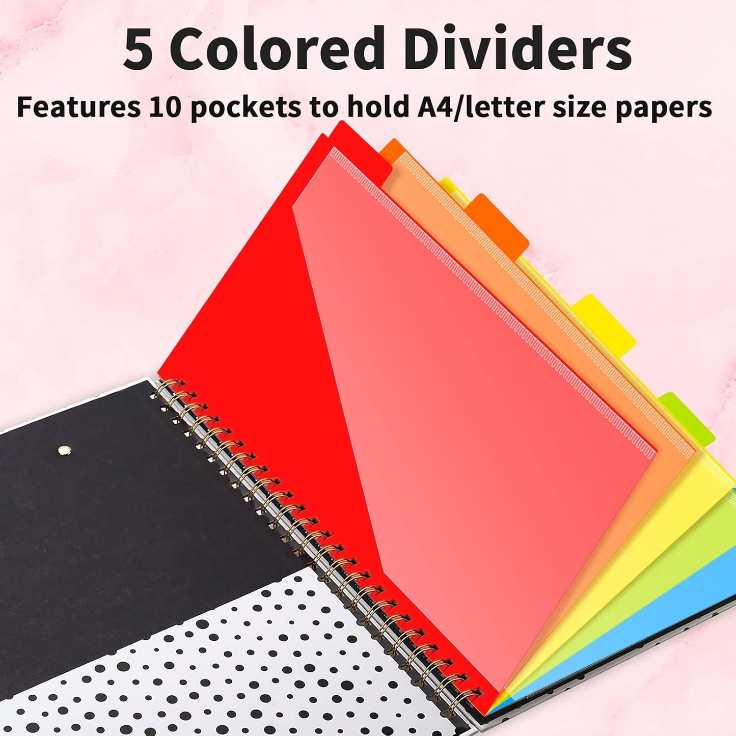 Sooez Clipboard with Refillable Notepad, Clipboard Folder with 10 Storage Pockets for Letter Size, Spiral Clipboard Notebook, Cute Portfolio for School Office Nursing