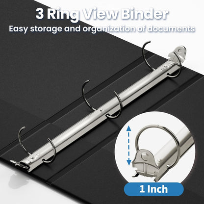 SUNEE 3 Ring Binders 1 Inch 12 Pack, Clear View Binders Bulk Three Ring PVC-Free (Fit 8.5x11 Inches) for School or Office Business Supplies, White