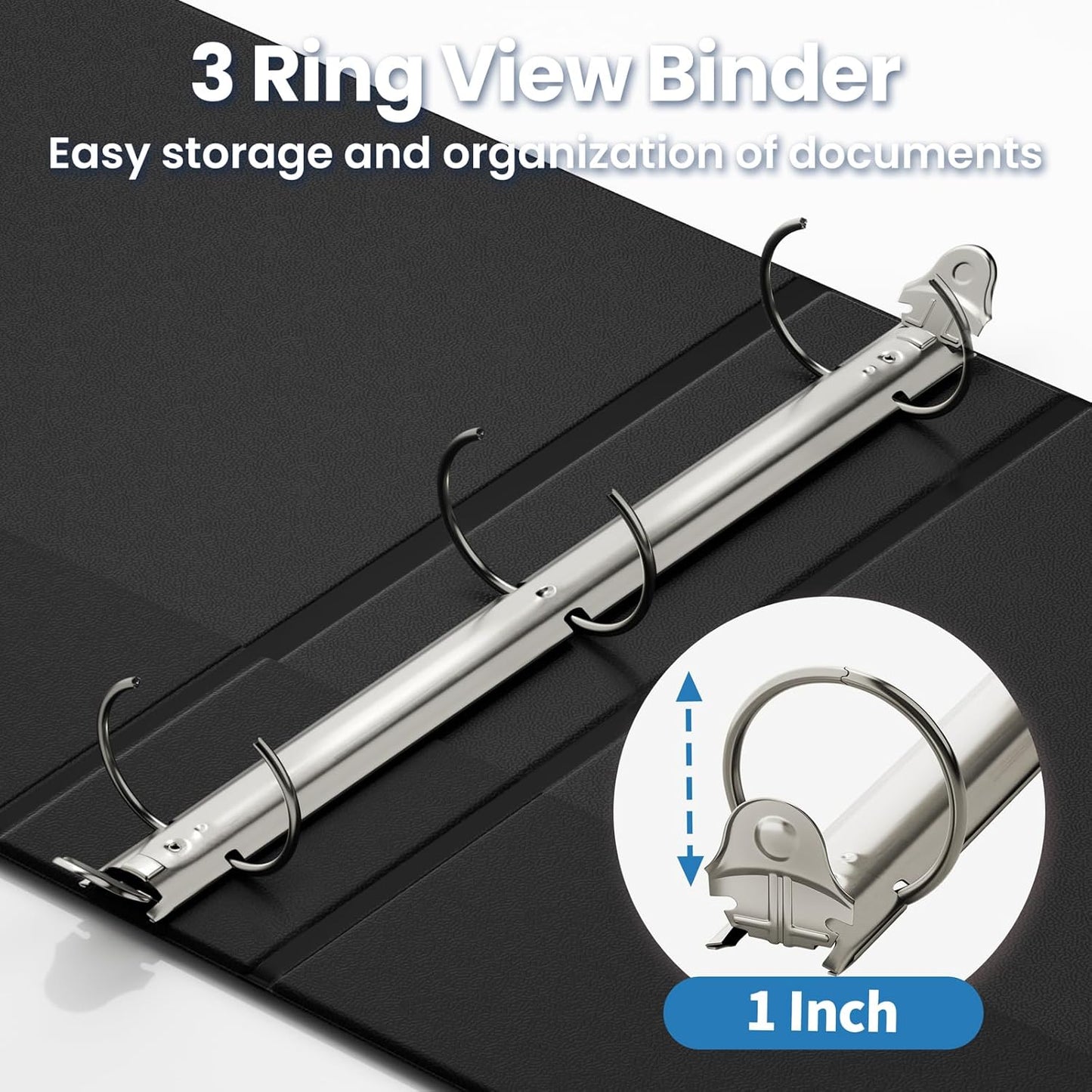 SUNEE 3 Ring Binder 3 Inch 1 Pack, Clear View Binder Three Ring PVC-Free (Fit 8.5x11 Inches) for School or Office Supplies, Pink