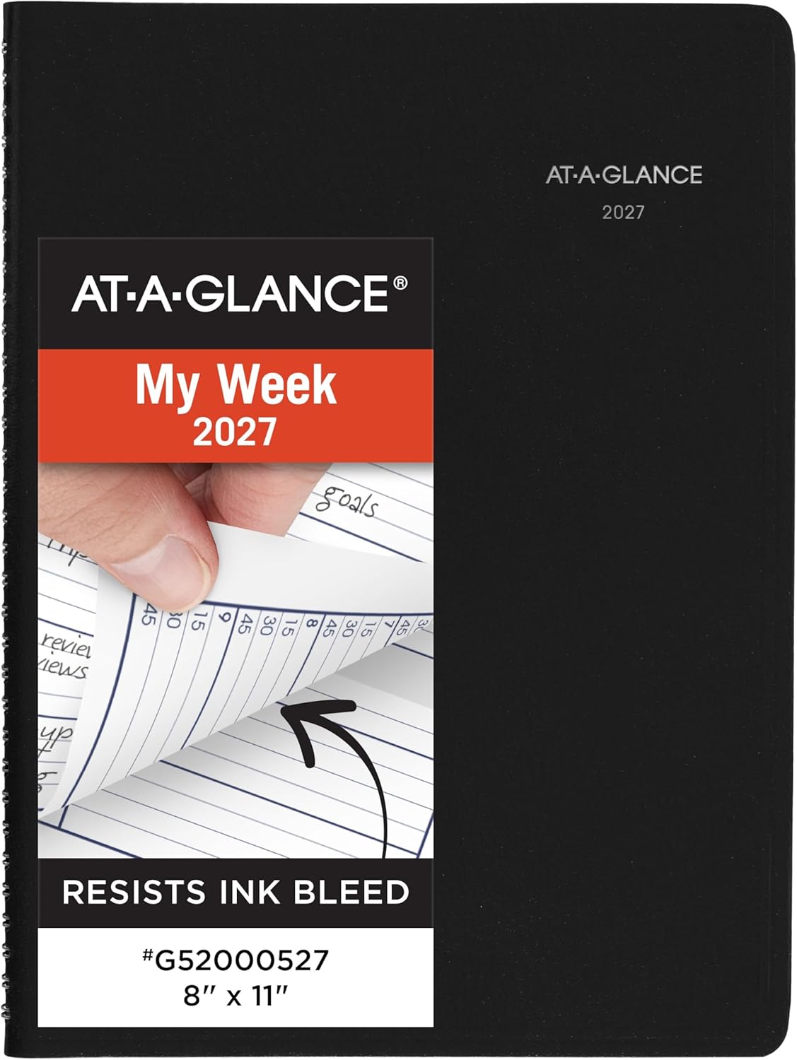 AT-A-GLANCE 2026 Appointment Book Planner, Weekly, 8" x 11", Large, Quarter-Hourly, DayMinder, Black (G5200026)