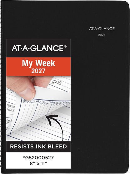 AT-A-GLANCE 2026 Appointment Book Planner, Weekly, 8" x 11", Large, Quarter-Hourly, DayMinder, Black (G5200026)