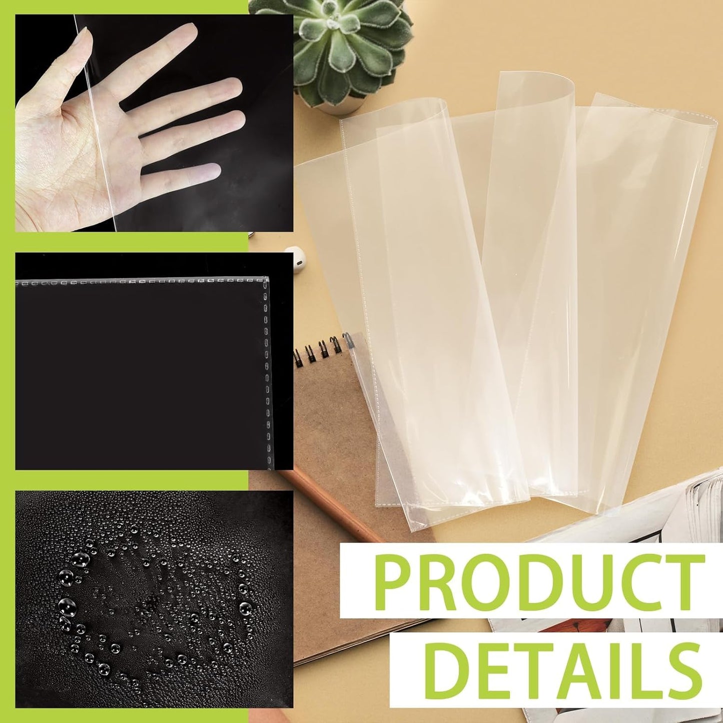 VOKOY 100 Pack No Holes Sheet Protectors,8.5" x 11", Letter Size Heavy Duty Clear View Page Protectors Without Holes,Top Loading Clear Paper Sleeves Document Artwork Protectors