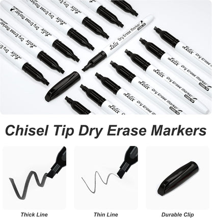 Lelix 42 Pack Black Dry Erase Markers Chisel Tip, Bulk Whiteboard Markers for School, Office Supplies, Perfect for Writing on White Board, Mirror,Calender