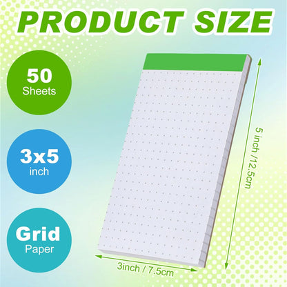 Tenceur 16 Pcs Graph Notepads 3 x 5 Inch Small Graph Grid Math Notebooks Pocket Lined Graph Memo Pads Scratch Pads Mini Writing Pads with 100 Pages Pads for School Classroom Supplies Homework