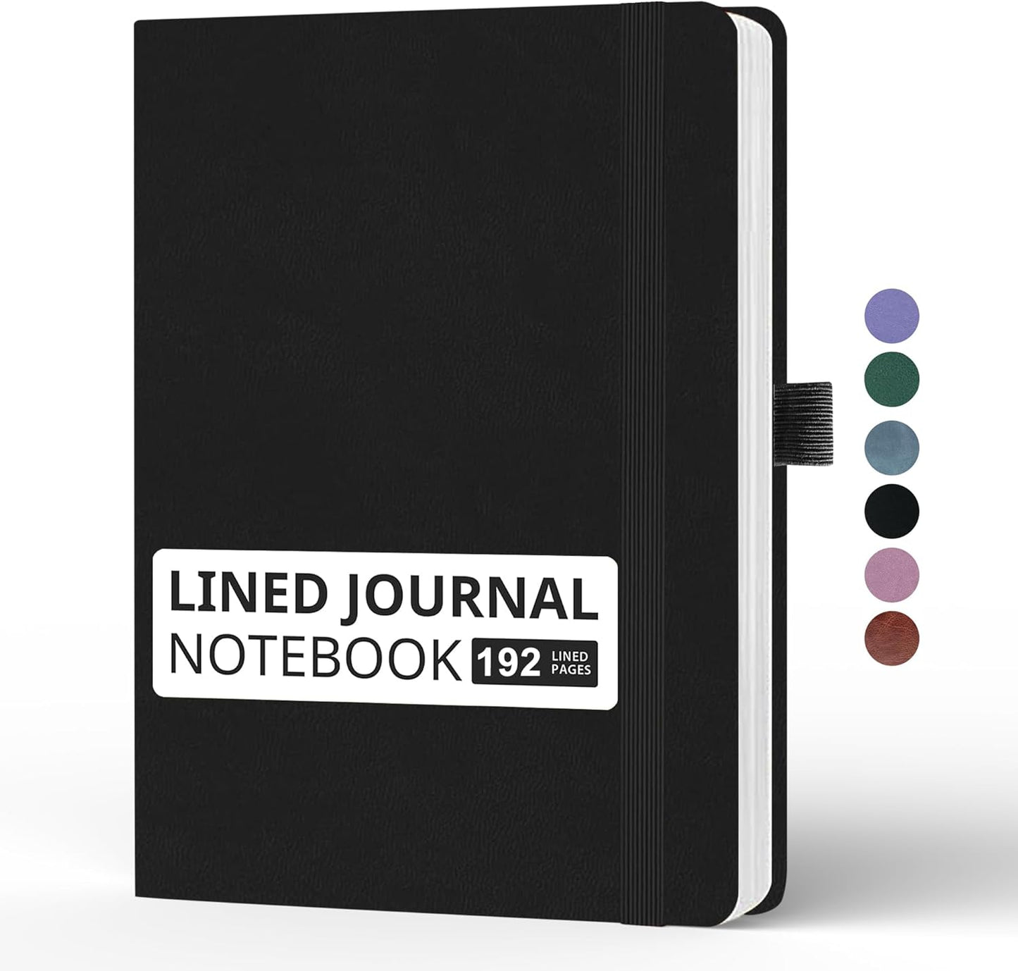 Blank Journal Notebook, A5, 192 Pages 100 GSM Thick Sketch Book for Women Men, Hardcover Leather Unlined Journaling for Work, Notebooks for Writing, 5.8 inches x 8.5 inches (Black)