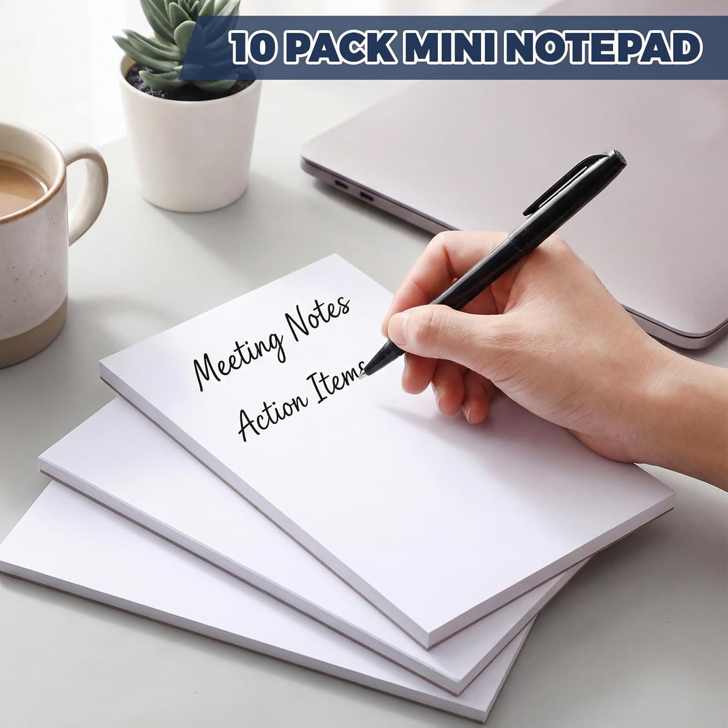 Thboxes 10 Pack Note Pads, 3"x 5" Writing Pads Scratch Pad 50 Sheets per Pad Small Memo Pad Server Notepad Blank Notepads for Office School Home To Do Lists Grocery List