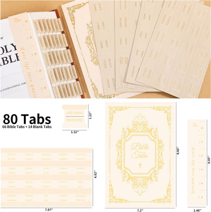 Laminated Bible Tabs, Gold Foil Embossed Lettering Bible Chapter Index Tabs for Women Men, Reposition Large Print Sticky Labels, Easy to Read and Apply, 105Chapters Labels for Easy Navigation (Black)