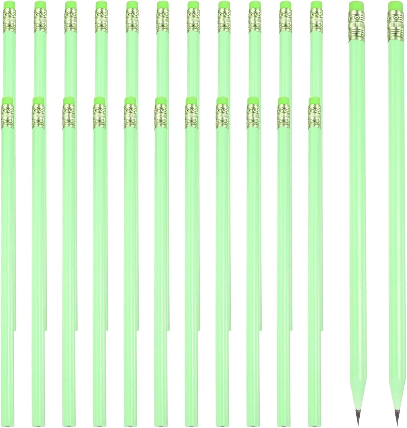 PATIKIL Round Pencils, 24 Pcs Triangle HB Graphite Pencil Wooden Pencils with Eraser for Classroom Office Writing Drawing Supplies, White