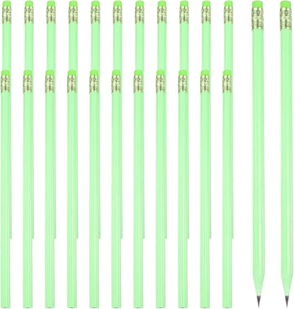 PATIKIL Round Pencils, 24 Pcs Triangle HB Graphite Pencil Wooden Pencils with Eraser for Classroom Office Writing Drawing Supplies, White