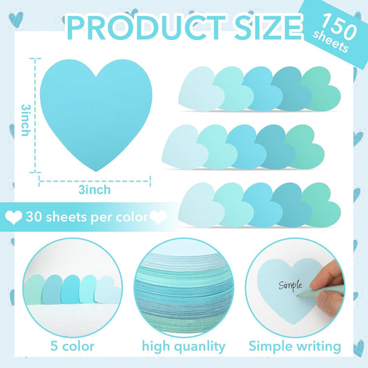 150 Pcs Heart Index Cards - Pink, 3x3 Colored Note Cards for School, Learning, Office, Games