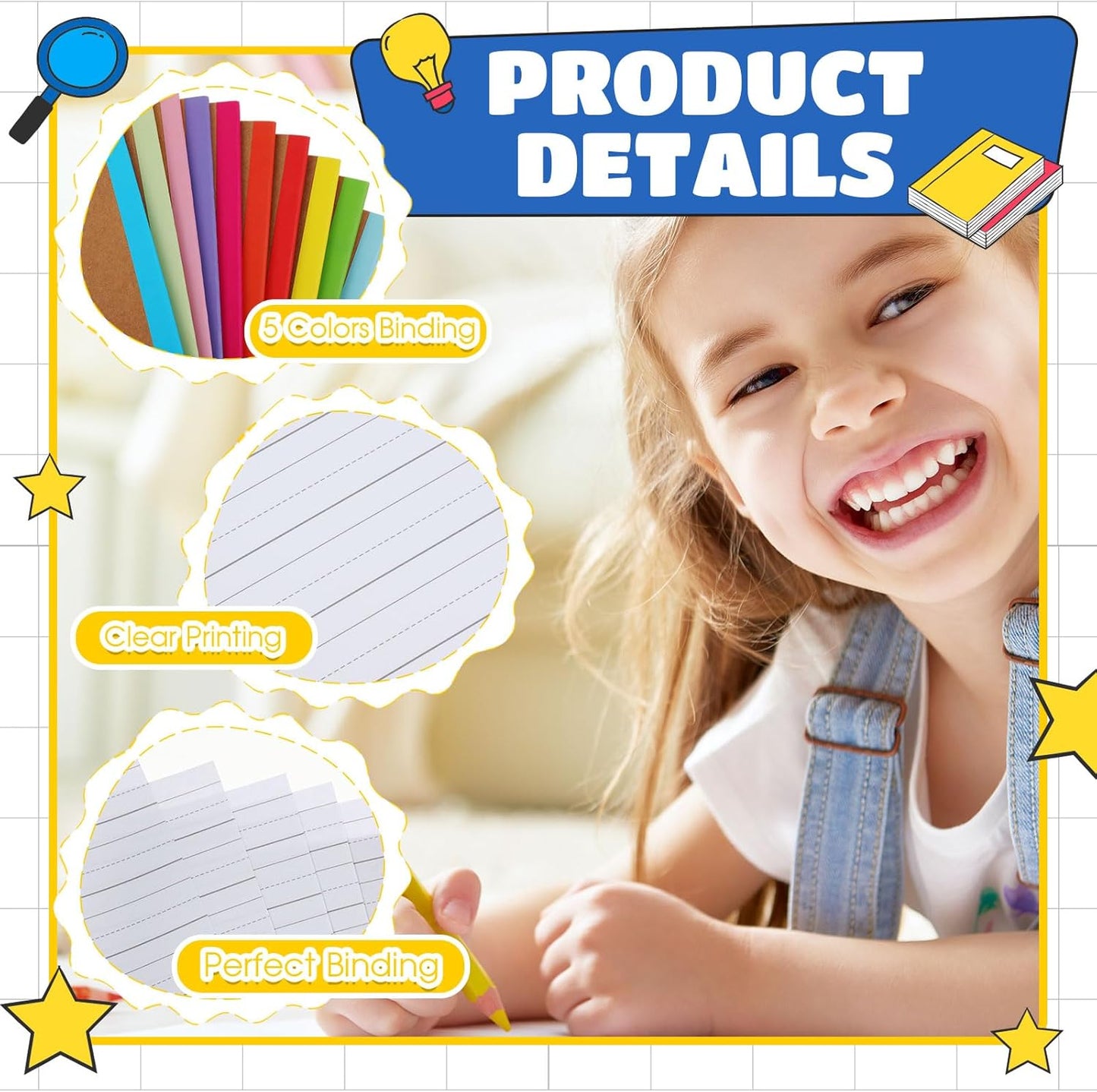 Henoyso 60 Pack Primary Composition Notebook, 9-3/4" x 7-1/2", Kids Primary Journal, K-2 Writing Notebook for Kids Student Draw Write Story Journal Half Blank Books(Macaron Color)
