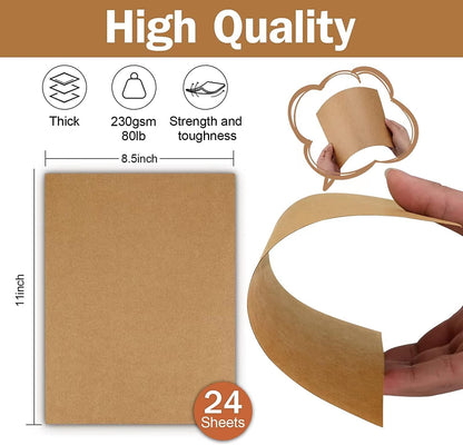 24 Sheets Cream Cardstock 8.5 x 11 Off White Paper, Goefun Ivory Card Stock Printer Paper for Cards Making, Office Printing, Certificate