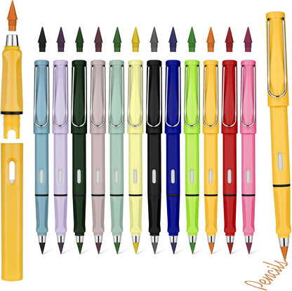 Ainiv Inkless Pencil with Eraser - 5 Sets Infinity Pencil, Reusable with Extra 5 Eraser & 5 Replaceable Nibs for Home, Office & School Writing, Drawing