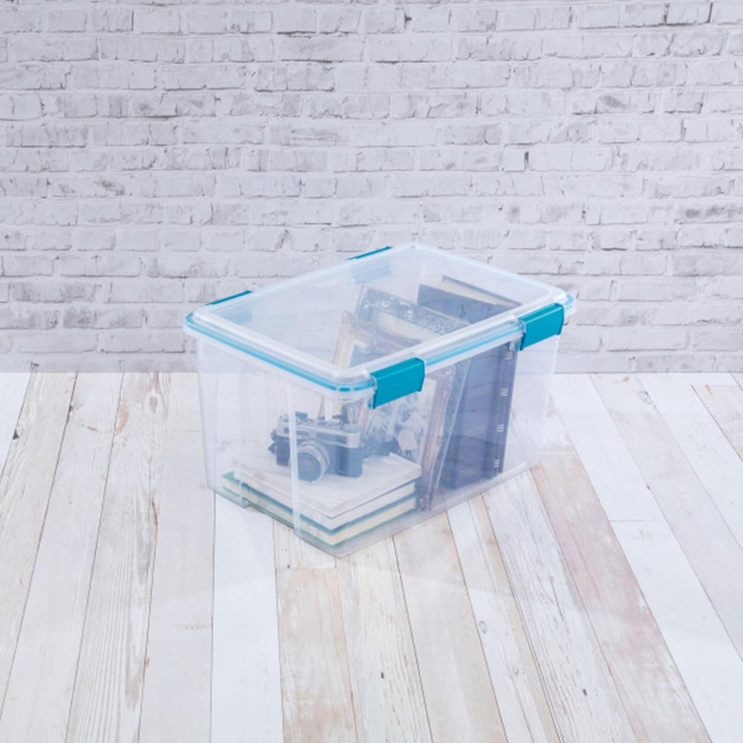 Sterilite 4-Pack Gasket Box, Weather-Resistant Storage Bins with Latching Lids, 32 Quart - Heavy-Duty Organizing Containers for Closet, Bathroom, and Office