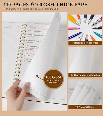 Spiral Notebook Journal 8.5” x 11”, A4 Large Pink Notebooks for Women Men, College Ruled Lined Journal, 100 GSM Paper, Plastic Hardcover Spiral Bound Journals for Work School Note Taking Business