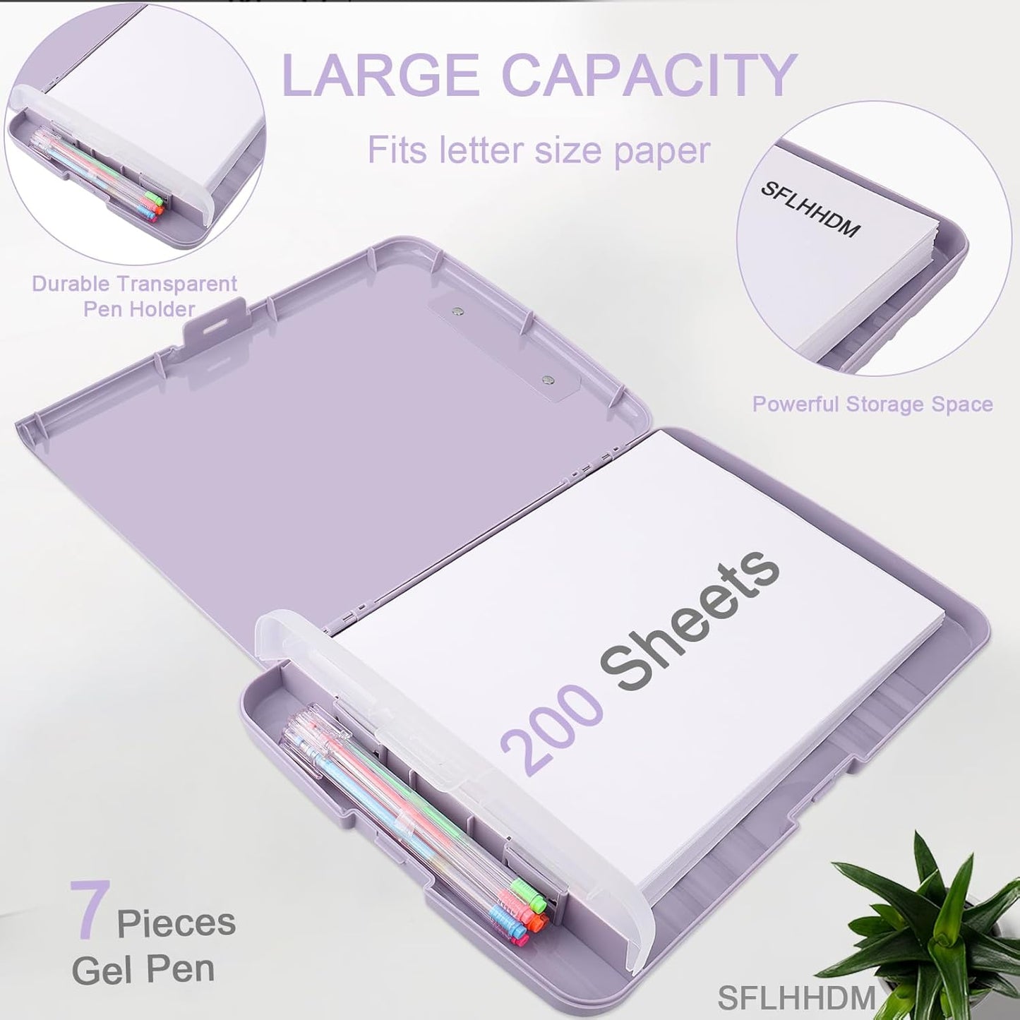 SFLHHDM Purple Clipboard, Clip Boards 8.5x11, Teacher Clipboards with Storage, Plastic Clipboard with Pen Holder, Clipboards Storage for Women Teachers Work, School & Office Supplies