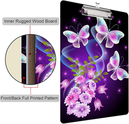 Fashion Clipboard, A4 Letter Size Wooden Decorative Clipboards for Teacher, Nurse, Doctor,Student and Kids, Cute Design for Standard Size 12.2" x 8.9" (C-Pink Purple Marble)