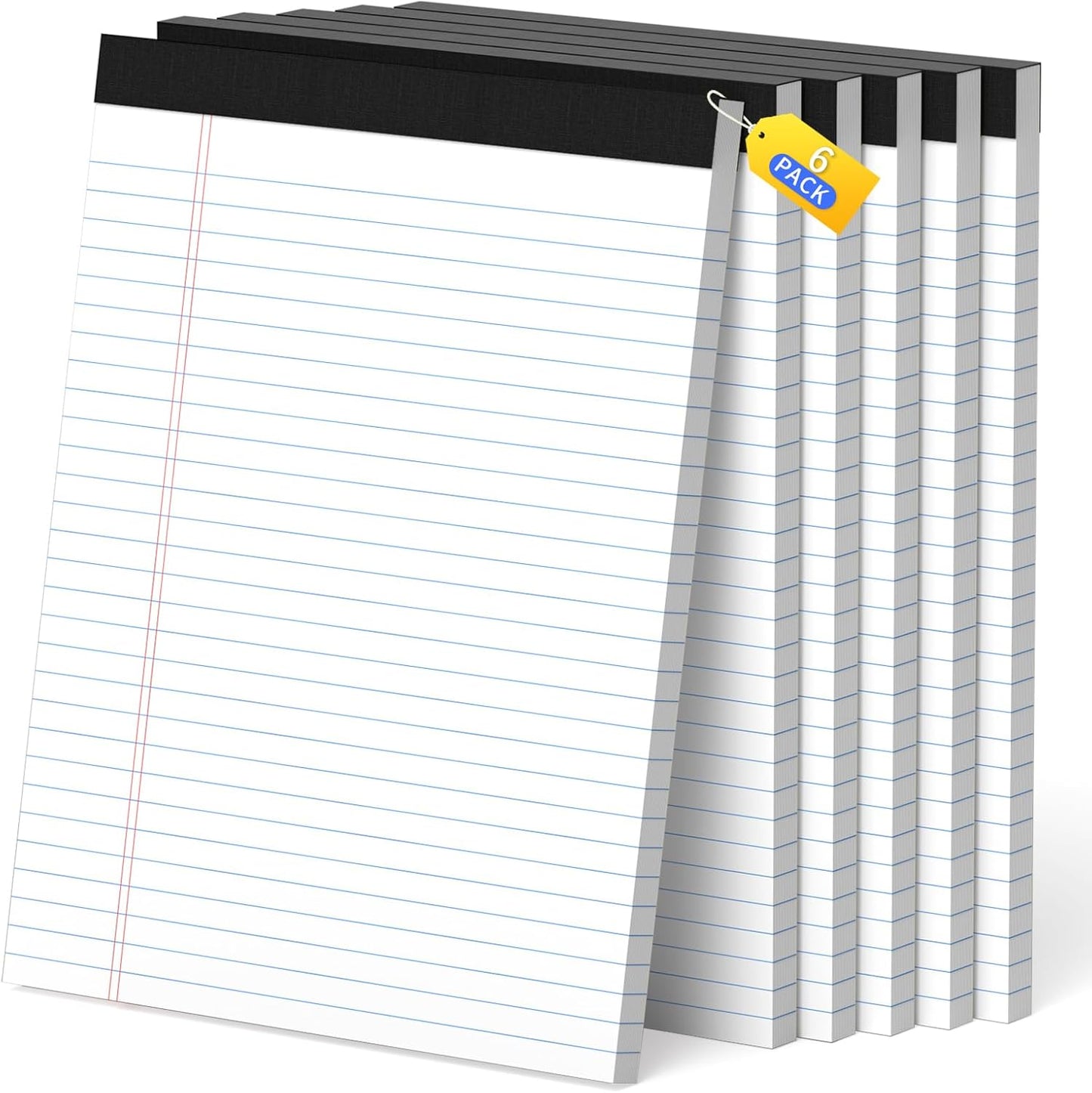 Legal Pads 8.5 x 11, White Note Pads, Wide Ruled Paper - 2 Pack (100 Sheets Total), Thick 80gsm Premium Writing Pads with Perforated Pages & Sturdy Backing Board for Office, School, Home