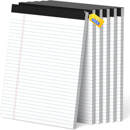 Legal Pads 8.5 x 11, White Note Pads, Wide Ruled Paper - 2 Pack (100 Sheets Total), Thick 80gsm Premium Writing Pads with Perforated Pages & Sturdy Backing Board for Office, School, Home