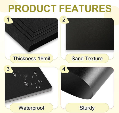 HOUYEE 100 Pack 16 Mil Poly Binding Covers,Sand Texture Binding Presentation Covers,8.5x11 Inches,Letter Size,Black,Square Corners,Un-Punched