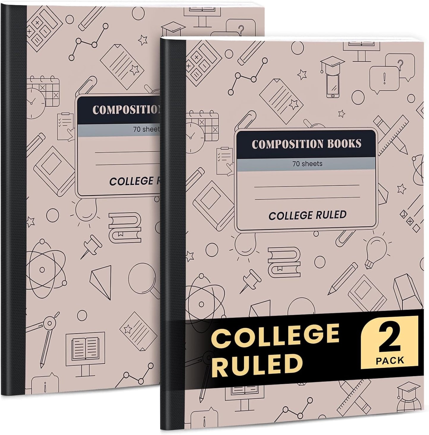Oucaru Composition Notebook 50 Pack Bulk College Ruled, Brown Cover Notebooks for School, 70 Sheets 7-1/2"x9-3/4, Back to School Supplies Journal for K-12 Students