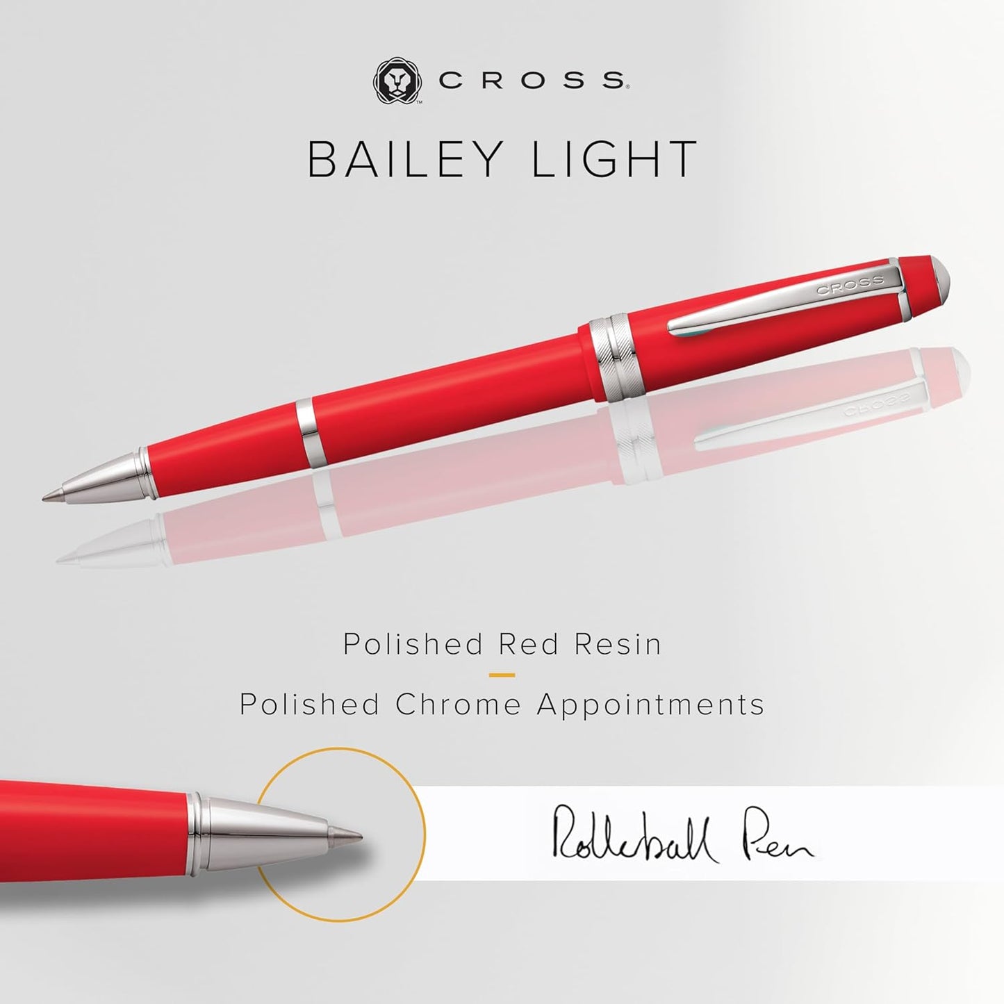 Cross Bailey Light Polished Blue Resin Rollerball Pen - Professional Pen for Effortless Writing - Journaling, Note-Taking & More - Black Ink - Easy Handling - Includes Gift Box