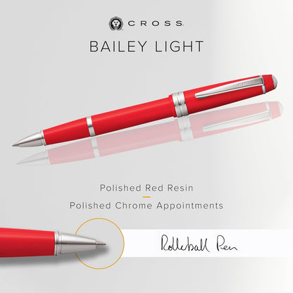 Cross Bailey Light Polished Blue Resin Rollerball Pen - Professional Pen for Effortless Writing - Journaling, Note-Taking & More - Black Ink - Easy Handling - Includes Gift Box