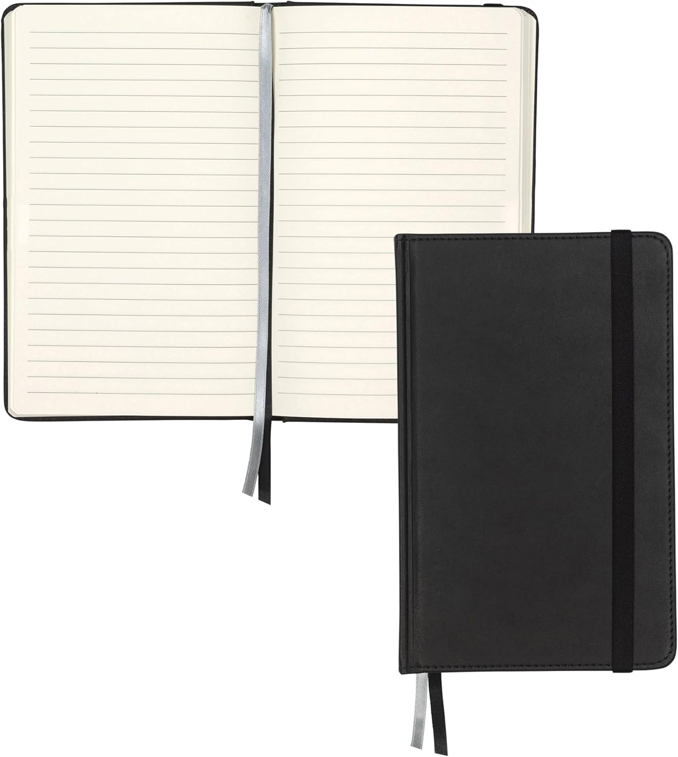 Samsill Large Hardcover Notebook, 240 Lined Notebook Pages, Black, 7.5 x 10 Inch