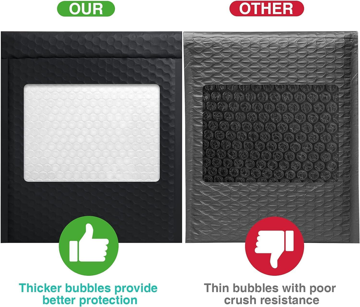 Metronic Bubble Mailers 8.5x12" 40 Pack Black Padded Envelopes Usable Size 8.5 x 11" Strong Adhesion Bubble Envelopes Medium Mailing Envelopes Bubble Padded for Small Business Shipping Books Clothes