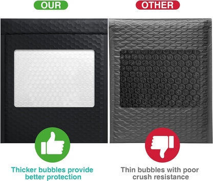 Metronic Bubble Mailers 8.5x12" 40 Pack Black Padded Envelopes Usable Size 8.5 x 11" Strong Adhesion Bubble Envelopes Medium Mailing Envelopes Bubble Padded for Small Business Shipping Books Clothes