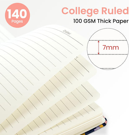 ZOTIA Lined Spiral Journal for Women, A5 Pretty Hardcover Notebook for Work, School & Office Writing, Aesthetic Writing Journal College Ruled, 140 Pages, 5.8" x 8.3", Twilight Bloom