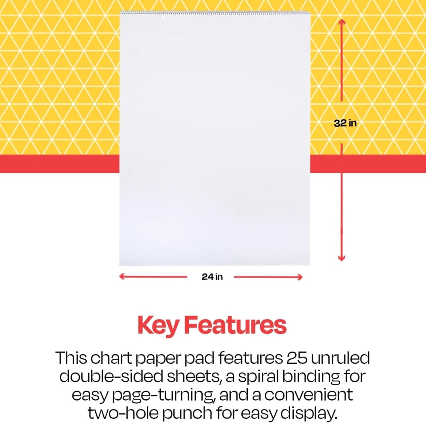 School Smart Chart Paper Pad, 32 x 24 Inches, 1-1/2 Inch Rule, 25 Sheets