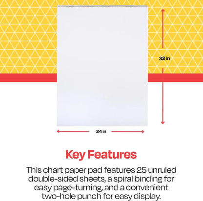 School Smart Chart Paper Pad, 32 x 24 Inches, 1-1/2 Inch Rule, 25 Sheets