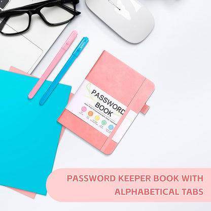 MOSA BEAR Password Keeper Book with Alphabetical Tabs，4.3"x5.7" Small Password Books for Seniors Password Notebook for Internet Website Address Log in Detail（Dark Blue）