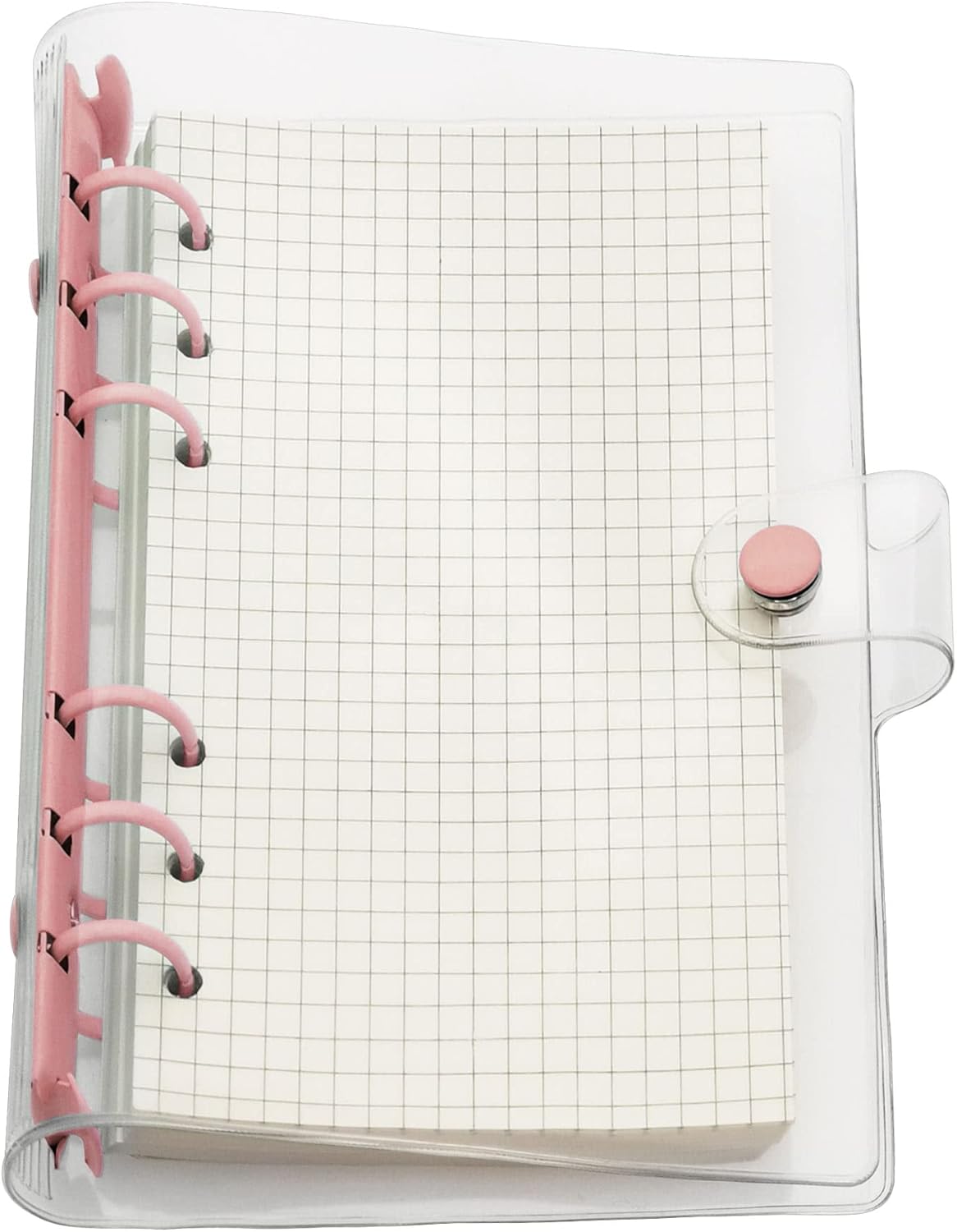 A6 A5 6-Holes Colorful PVC Cover Round Ring View Binder with Snap Button Closure File Folder for Loose Leaf Sheet Protectors Notebook Refill (Pink Daisy, A5 Mini Set) - Colors B