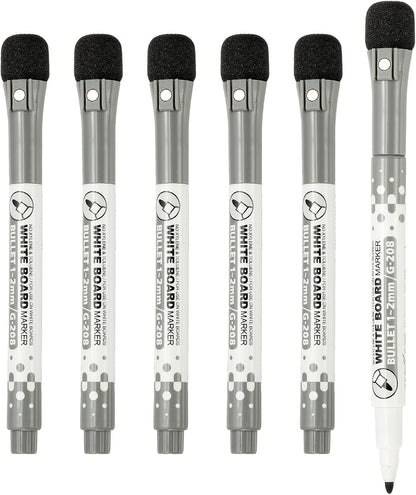 PATIKIL Magnetic Whiteboard Pen, Fine Tip Dry Erase Yellow White Board Markers with Eraser Whiteboard Calendar Supplies for Classroom Office, 6 Pcs, 1-2mm Tip