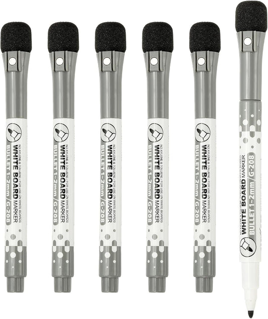 PATIKIL Magnetic Whiteboard Pen, Fine Tip Dry Erase Yellow White Board Markers with Eraser Whiteboard Calendar Supplies for Classroom Office, 6 Pcs, 1-2mm Tip