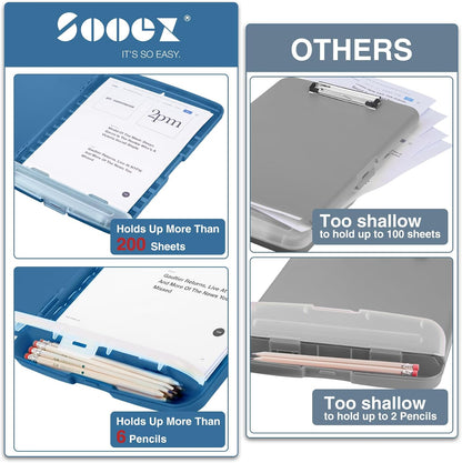 Sooez Clipboards with Storage, High Capacity Clip Boards 8.5x11 with Storage, Heavy Duty Nursing Clipboard Folder, Plastic Clipboard with Pen Holder for Women Teachers Work, School & Office Supplies