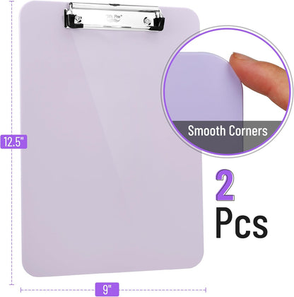 Mr. Pen- Plastic Clipboard, 12.5" x 9", 2 Pack, Clipboard Plastic, Low-Profile Metal Clip with Retractable Hanging Hole