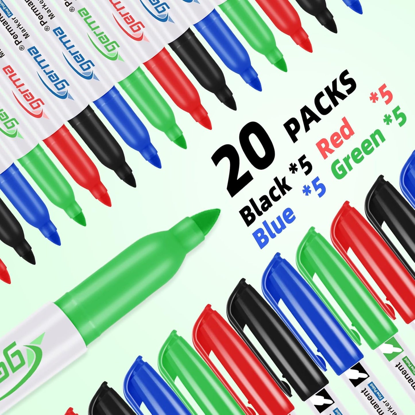 Cgerma Ultra Fine Point Permanent Markers Black, 18 Pack Ultra Fine Tip Markers, Waterproof, Quickly Dry, No bleed, Works on Plastic, Wood,Stone, Metal and Glass for School Office Home