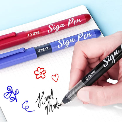 EYEYE Sign Pens 9 Pack (Black Blue Red Green)- 1.0mm Nib Tip - 0.6mm Line, Liquid Ink Sign Pen Smooth Writing - Fineliner Marker Pens Quick Drying