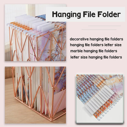 6 Pack Hanging Folder File Cabinet Organizer Letter Size 1/5 Cut Adjustable Label Decoration Home Office School Classroom, Green