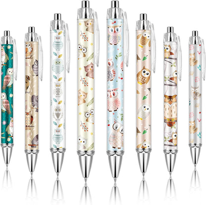Ireer 8 Pcs Ballpoint Pens for Women 1.00 mm Cute Black Ink Pens Fine Point Smooth Writing for Journaling Aesthetic Office Supplies (Mahjong)